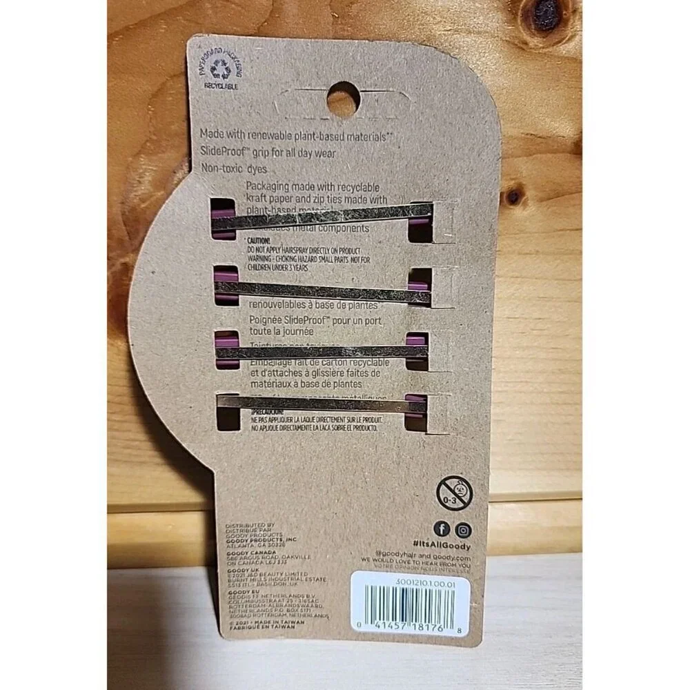 4 Pack Planet Goody Hair Bobby Pins 2.75” Renewable Plant Based Slide Proof Grip